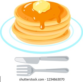 Pancakes with syrup and butter