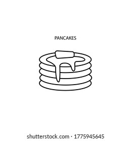 Panqueques con jarabe y mantequilla simple línea delgada ilustración vectorial