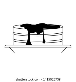 Pancakes with syrup on dish vector illustration graphic design