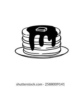 Pancakes vector doodle. Vector illustration with stash of pancakes with butter.