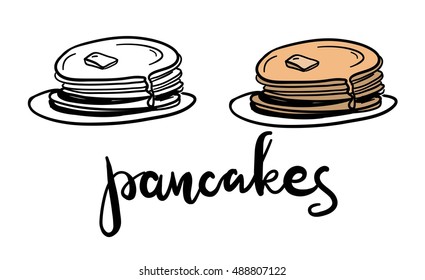 Pancakes vector hand drawn illustration