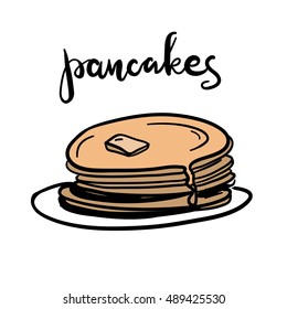 Pancakes vector hand drawn illustration