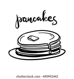 Pancakes Vector Hand Drawn Illustration