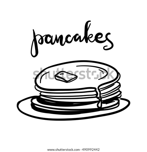 Pancakes Vector Hand Drawn Illustration Stock Vector (Royalty Free ...