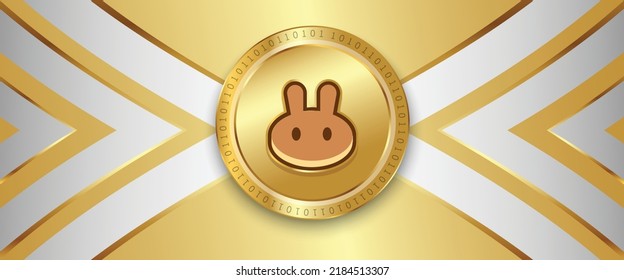 Pancakeswap (CAKE) Crypto currency metallic coin futuristic technology vector illustration banner and background. Block chain based virtual money concept design.