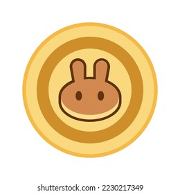 PancakeSwap Cake cryptocurrency golden coin isolated on white background vector illustration.ai