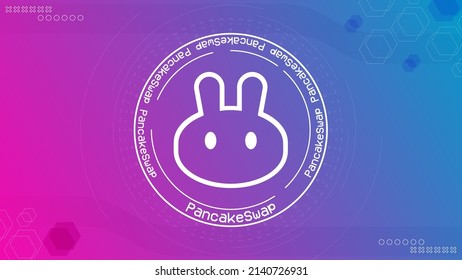 PancakeSwap CAKE vector symbol with cryptocurrency themed background design. Blockchain currency modern banner, poster, cover, print design template.