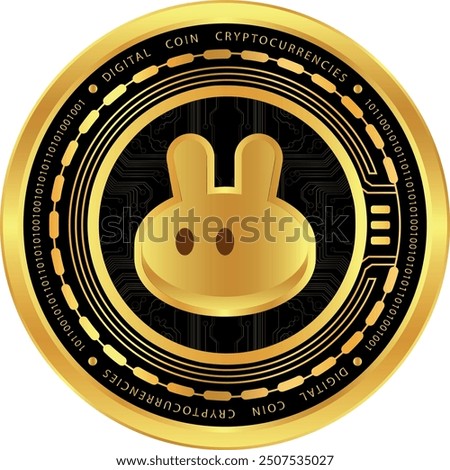 PancakeSwap-cake cryptocurrency illustrations on abstract background. 3d illustrations.