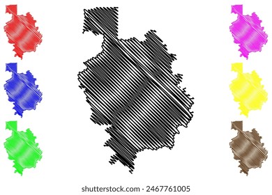 Ilustración vectorial de mapas, dibujo a mano alzada del mapa de Pancas (Estado de Espírito Santo, Municipios de Brasil, República Federativa de Brasil)