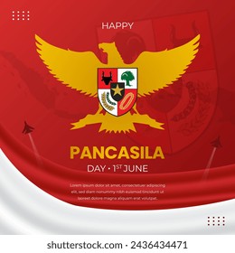 Pancasila Tag 1. Juni mit Garuda und Symbole der Pancasila Illustration