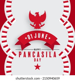 Pancasila Day Indonesian national holiday in flat design.