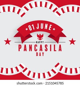 Pancasila Day Indonesian national holiday in flat design.