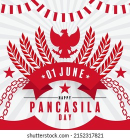 Pancasila Day Indonesian national holiday in flat design.