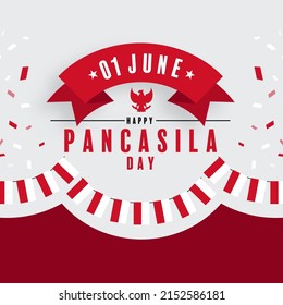 Pancasila Day Indonesian national holiday in flat design.