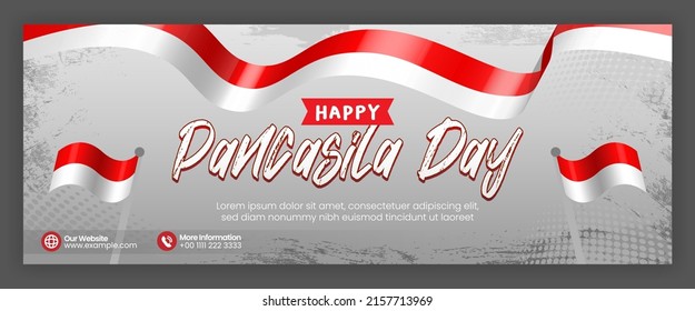 Pancasila Day Layout banner for Social Media Template with Indonesian Flag