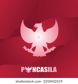 Pancasila Day poster, with Garuda silhouette elements and red and white background. for business poster svg