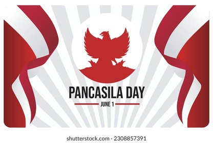 Pancasila Day vector with indonesia flag  and garuda logo. vector pancasila