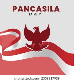 Pancasila Flag with garuda logo and clean white background.Pancasila vector illustration