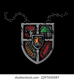 Escudo pancasial con cadena sin alas