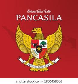 Pancasila's birthday with indonesia maps in red gradient