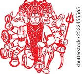 panchmukhi hanuman hindu god vector