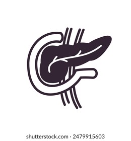 pancreas antatomy icon, human body anatomy