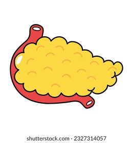 Pankreas-Charakter. Vektor handgezeichnet traditionellen Cartoon Vintage, Retro, kawaii Zeichen-Illustration Symbol. Einzeln auf weißem Hintergrund. Pankreas-Zeichenkonzept