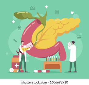 Pancreas disease treatment with doctor illustration