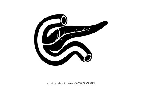 Pancreas emblem, black isolated silhouette
