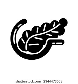 Pancreas icon design in black silhouette style, internal organ vector illustration