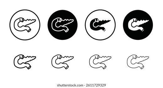 pancreas icon Flat simple outline set