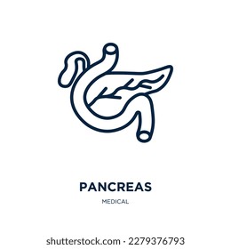 pancreas icon from medical collection. Thin linear pancreas, internal, anatomy outline icon isolated on white background. Line vector pancreas sign, symbol for web and mobile