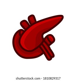 ilustración del vector del icono rojo del páncreas aislada en fondo blanco
