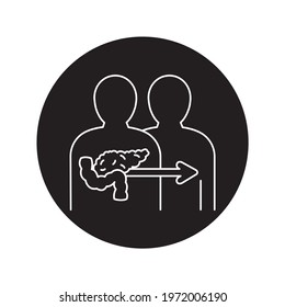 Pancreas transplant color line icon. Donor organ. Pictogram for web page, mobile app, promo. UI UX GUI design element. Editable stroke.