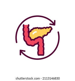 Pancreas transplant line icon. Isolated vector element.