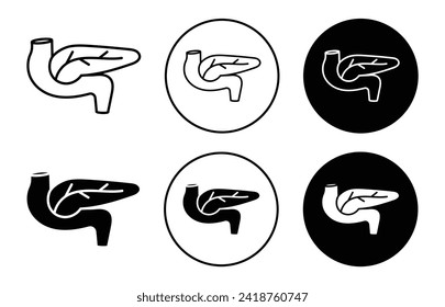 colección de conjunto de iconos vectoriales de páncreas. Icono de contorno plano del páncreas.