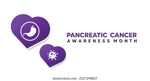 Pancreatic Awareness Month. Heart, Gastric and cancer. Great for cards, banners, posters, social media and more. White background.