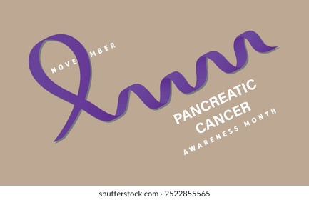 Pancreatic Cancer Awareness Month. BannerTemplateWith Purple Ribbon Vector Illustration.  World Pancreatic Cancer Day Concept.