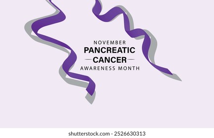 Pancreatic Cancer Awareness Month. BannerTemplateWith Purple Ribbon Vector Illustration.  World Pancreatic Cancer Day Concept.