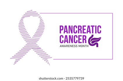 Pancreatic cancer purple ribbon graphic
hand drawn sketch style rough cancer purple ribbon design vector Pancreatic cancer awareness month November banner or illustration