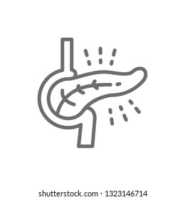 Pancreatic Diseases, Diabetes Line Icon.