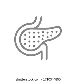 Pancreatitis Line Icon. Enlarged Pancreas, Pancreatic Insufficiency Symbol