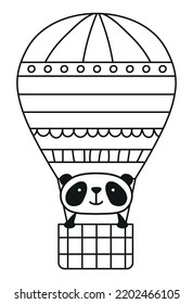 Panda in air balloon vector illustration