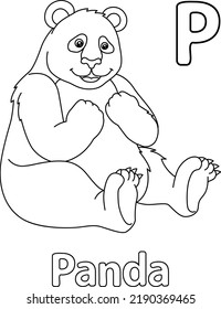 Panda Alphabet ABC Coloración Página P
