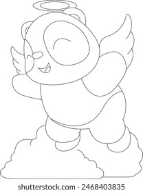 Panda Angel Alas de ángel Vector animal Ilustración de arte gráfico