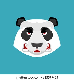 Panda angry Emoji. Chinese bear Aggressive emotion isolated

