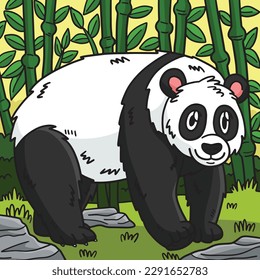 Panda Animal Colored Cartoon Illustration