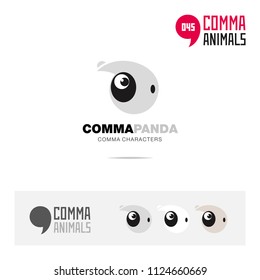 Panda animal concept icon set and modern brand identity logo template and app symbol based on comma sign