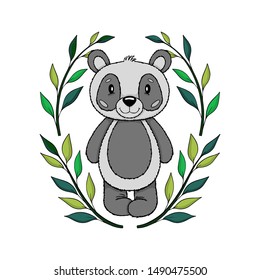 Panda animal cute child. Isolated in white background.Vector illustration.