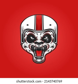 Panda animal helmet motorcycle vector illustration